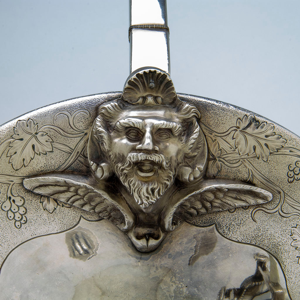 Mask on Obadiah Rich Antique Silver Classical Kettle, Boston, MA, c. 1840