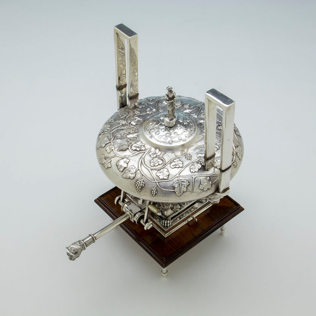 Top- view of Obadiah Rich Antique Silver Classical Kettle, Boston, MA, c. 1840