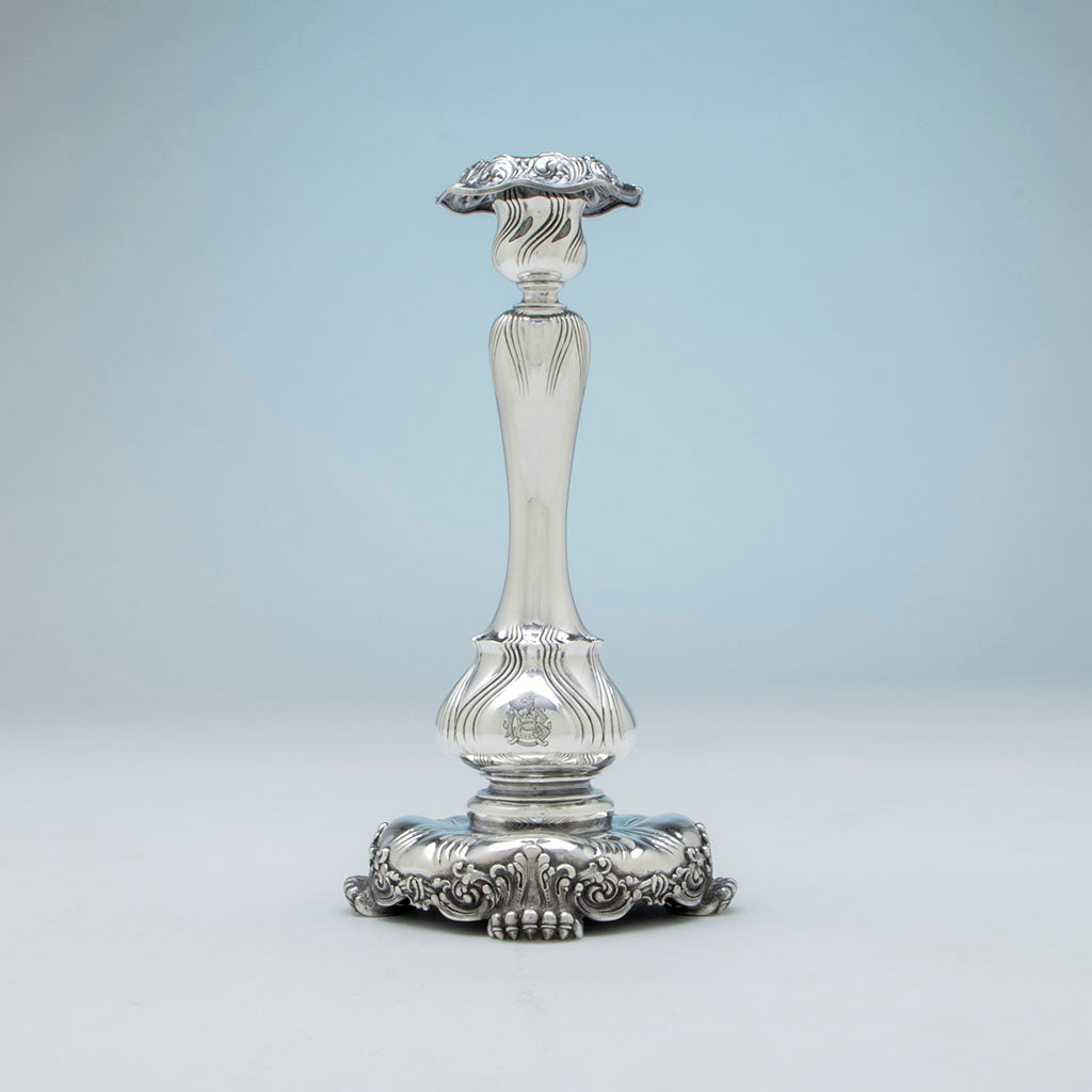 Single example of Tiffany &amp; Co Set of 4 Antique Sterling Candlesticks, NYC, NY, 1898