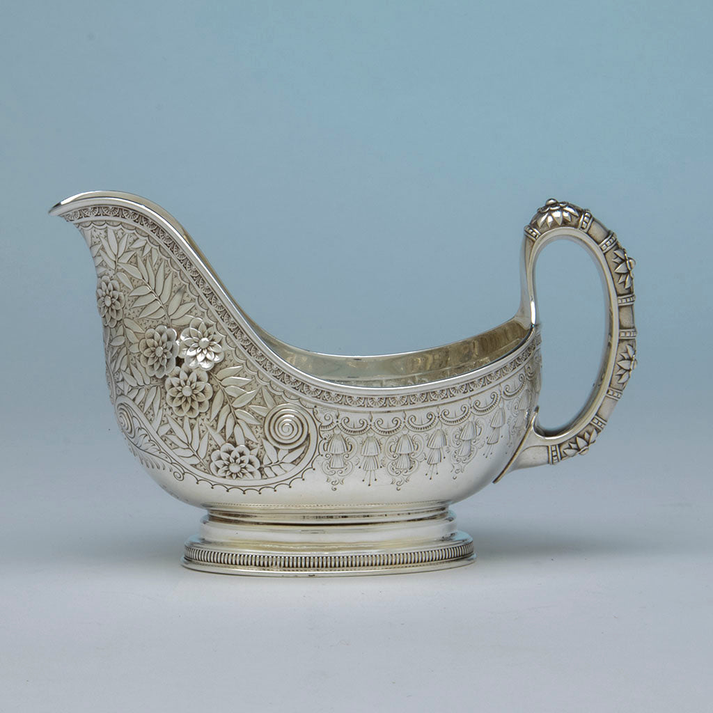 Tiffany Antique Sterling Silver Aesthetic Movement Sauce/ Gravy Boat, NYC, NY, c. 1875