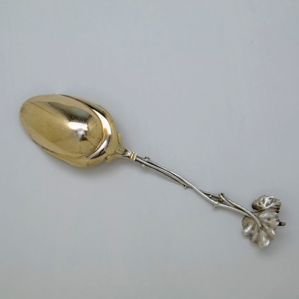 Back of Wood &amp; Hughes Antique Sterling Aesthetic Serving Spoon, NYC, c. 1870s