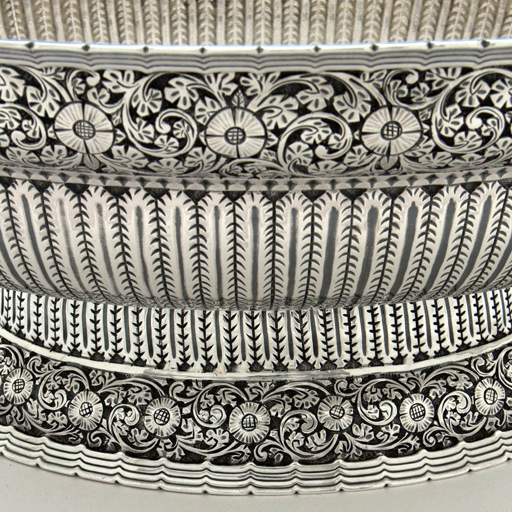 Detail of Whiting Persian Design Antique Sterling Silver Oval Centerpiece Bowl, c. 1880&#39;s