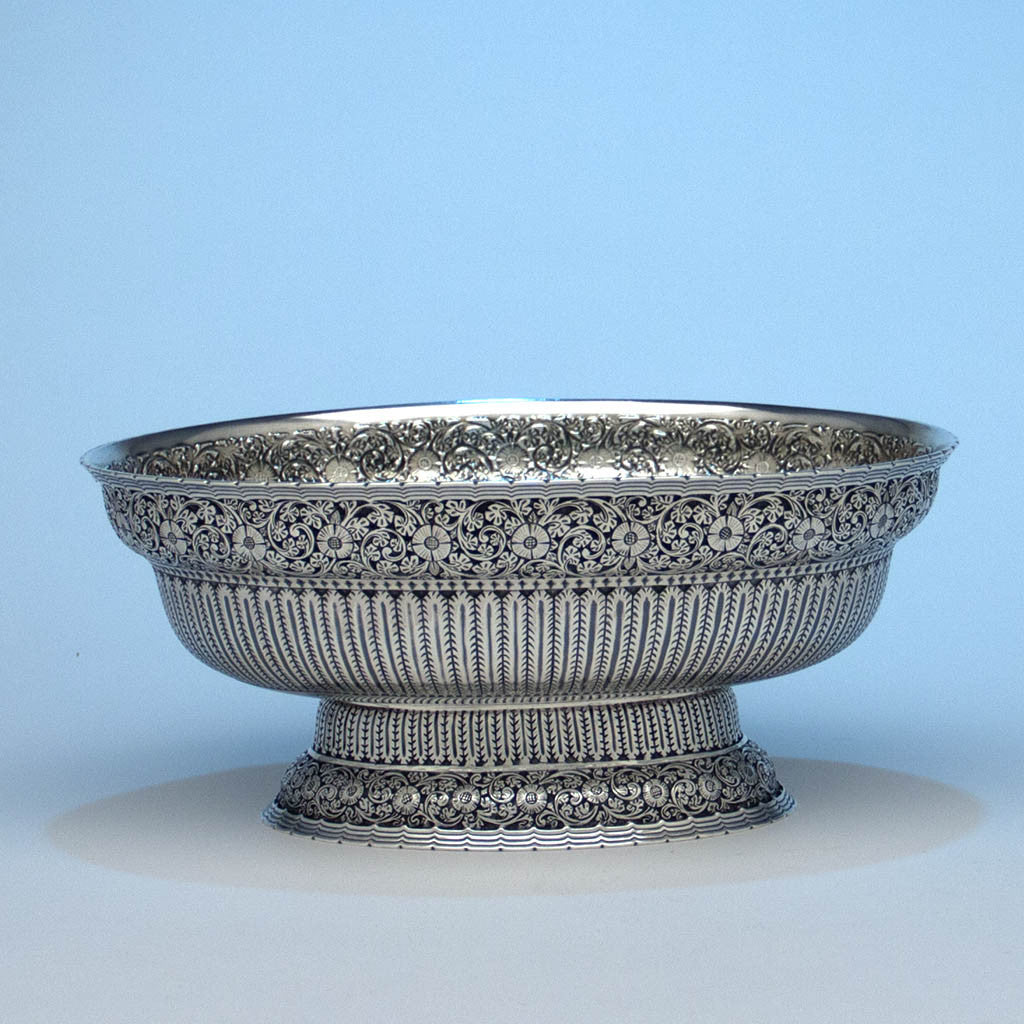 Whiting Persian Design Antique Sterling Silver Oval Centerpiece Bowl, c. 1880's