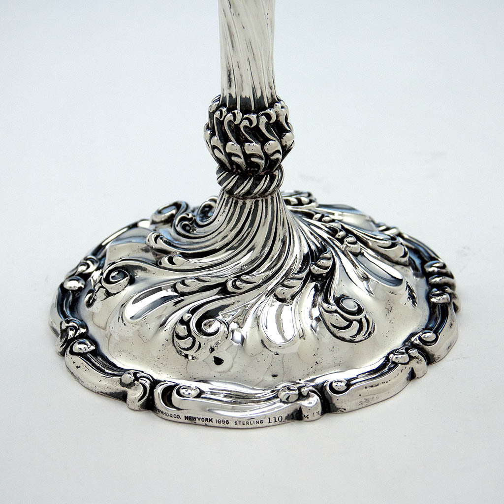 Base to Howard &amp; Co Antique Sterling Silver Candlesticks, New York, 1896, set of 4