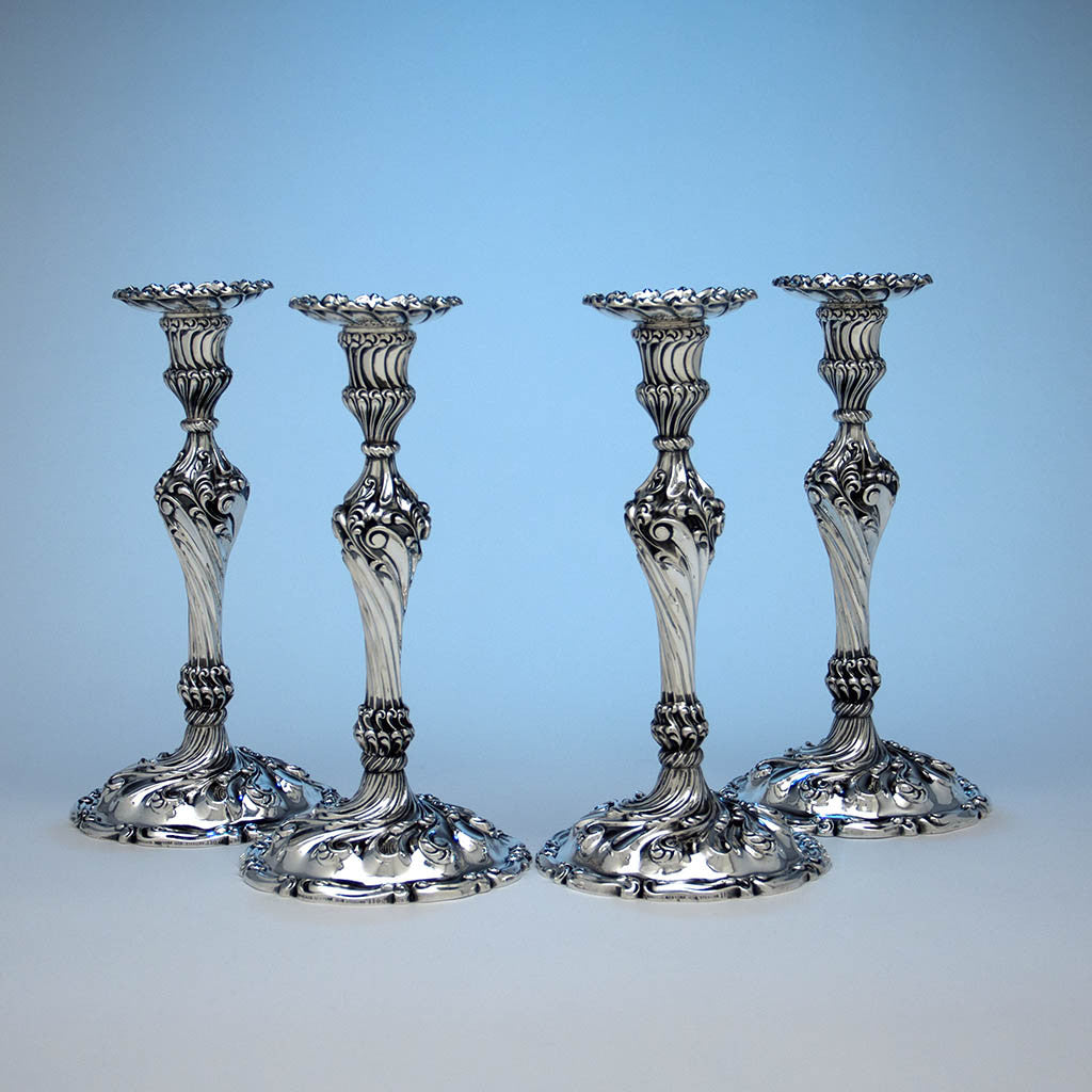 Howard & Co Antique Sterling Silver Candlesticks, New York, 1896, set of 4