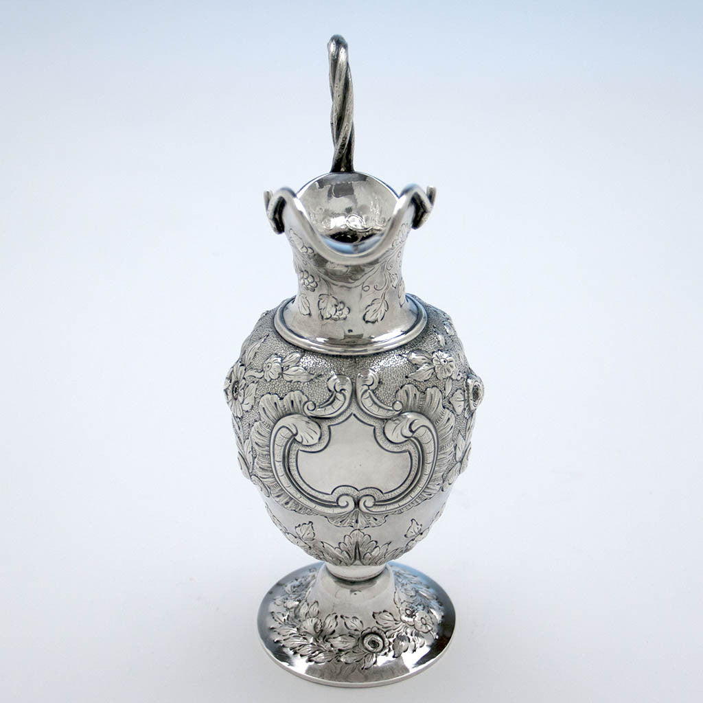 Front of Obiadiah Rich Antique Sterling Silver Cream Jug, Boston, MA, c. 1840