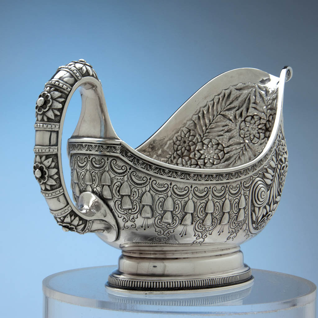 Handle to Tiffany &amp; Co. Antique Sterling Silver Aesthetic Movement Sauce Boat, New York City, 1875-91