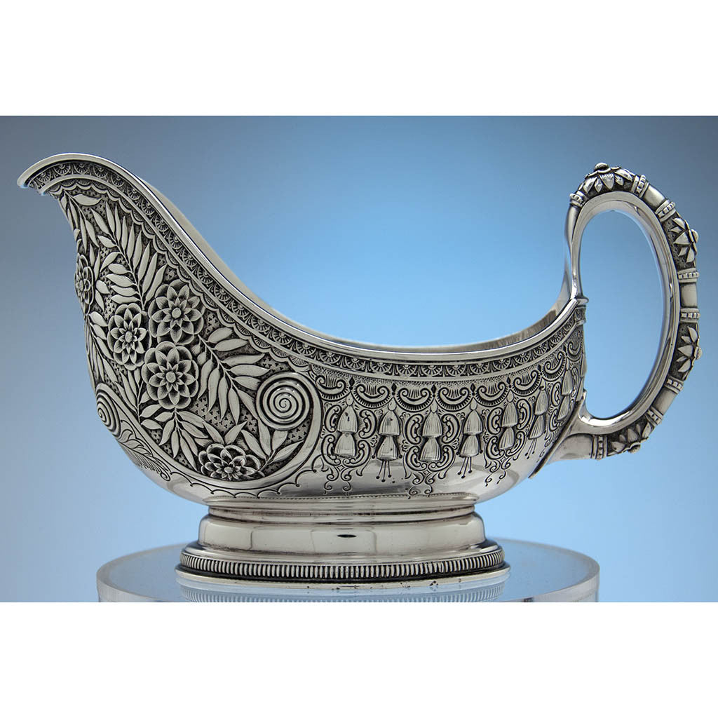 Reverse of Tiffany &amp; Co. Antique Sterling Silver Aesthetic Movement Sauce Boat, New York City, 1875-91