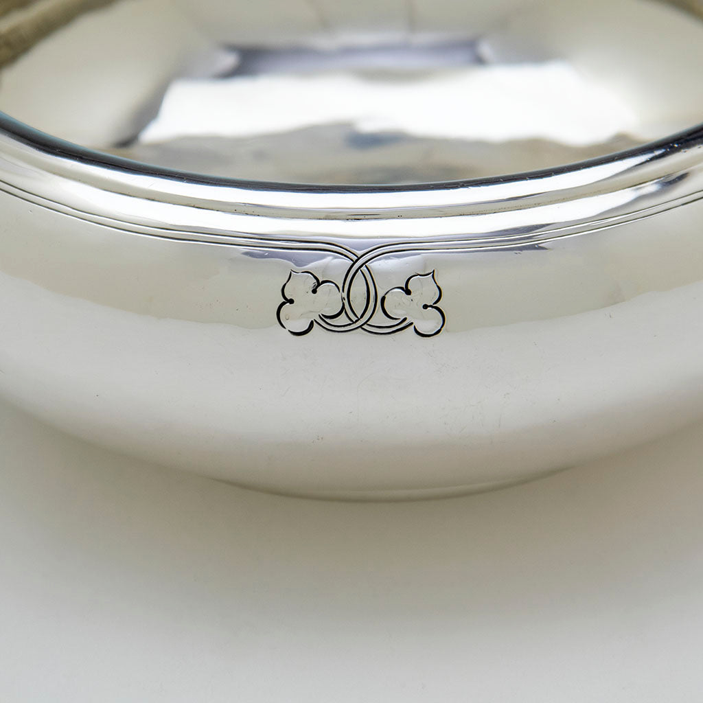 Chasing detail on Arthur Stone Arts &amp; Crafts Sterling Silver Decorated Bowl, Gardner, Massachusetts, 1909-19