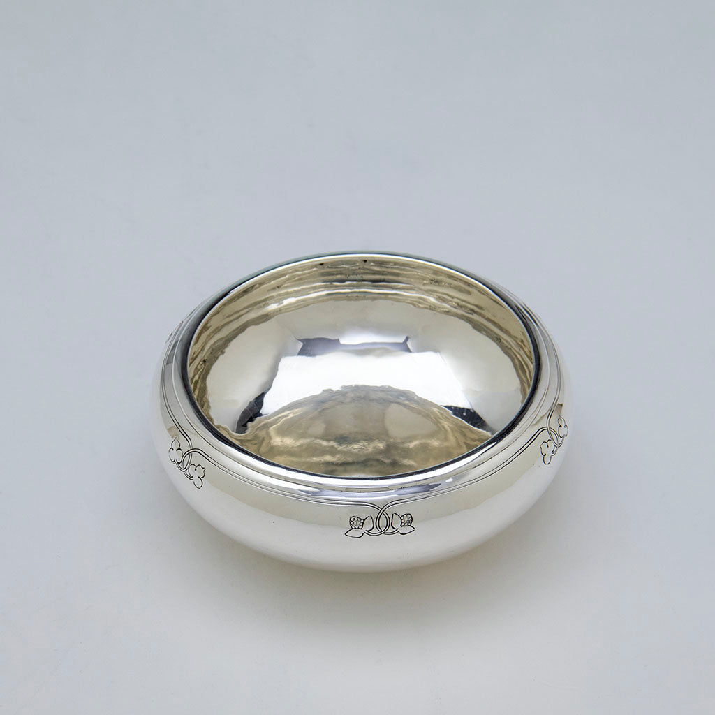 Interior of Arthur Stone Arts &amp; Crafts Sterling Silver Decorated Bowl, Gardner, Massachusetts, 1909-19