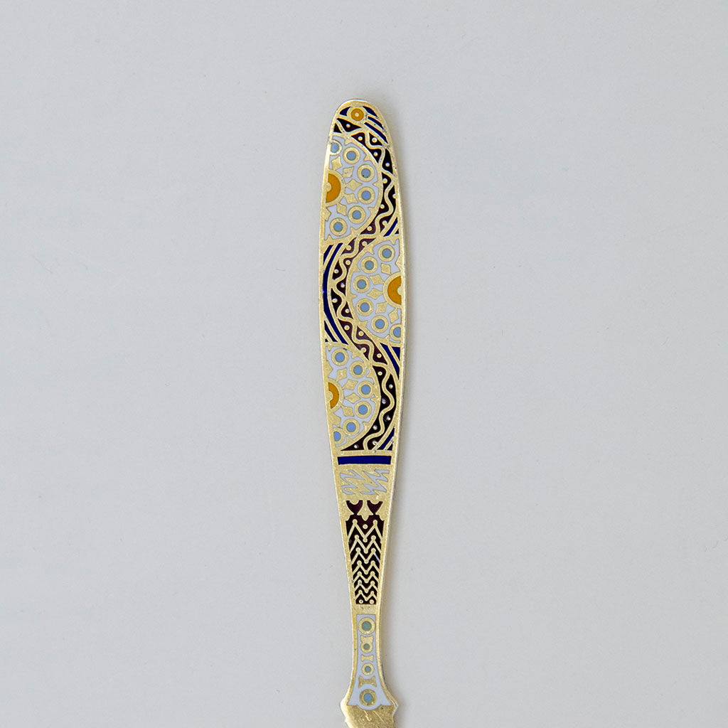 Enamel on Gorham Antique Sterling and Enamel Butter Pick, Providence, RI, c. 1885