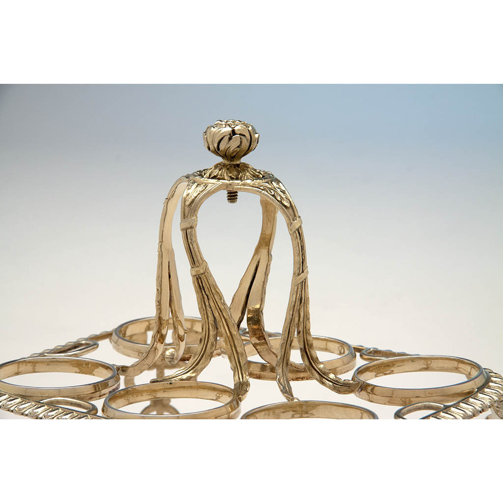 Handle to Rebecca Emes and Edward Barnard Royal Silver: George III English Silver Gilt Egg Frame, London, 1809/10, bearing the Royal Badge for HRH Prince Adolphus, 1st Duke of Cambridge, KG, son of King George III