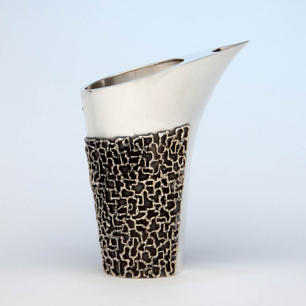 Stuart Devlin English Sterling Modern Pitcher with Strainer, London, 1968/69