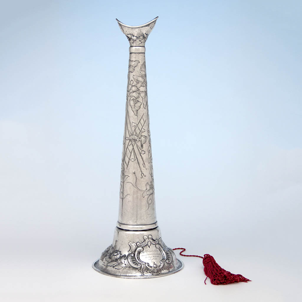 Reverse of Samuel Kirk (probably) American Coin Silver Presentation Fire Trumpet, Baltimore, c. 1854, Retailed C. T. Holloway, Baltimore