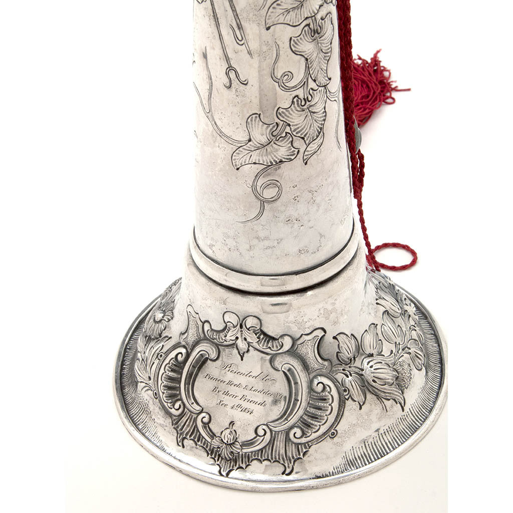 Front of Samuel Kirk (probably) American Coin Silver Presentation Fire Trumpet, Baltimore, c. 1854, Retailed C. T. Holloway, Baltimore
