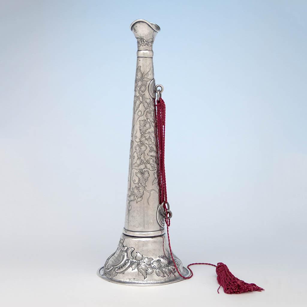 Samuel Kirk (probably) American Coin Silver Presentation Fire Trumpet, Baltimore, c. 1854, Retailed C. T. Holloway, Baltimore