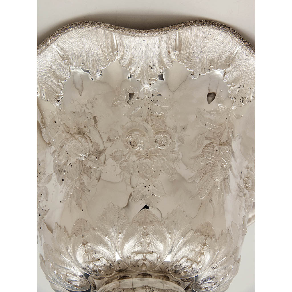 Bowl detail of William Forbes for Ball, Black &amp; Co Antique Coin Silver Large Centerpiece/ Punch Bowl, New York City, 1852-62