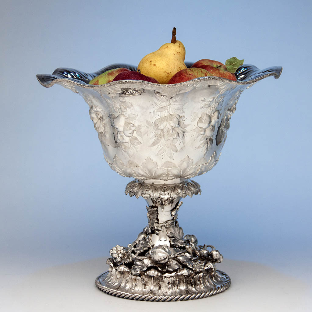 William Forbes for Ball, Black &amp; Co Antique Coin Silver Large Centerpiece/ Punch Bowl, New York City, 1852-62