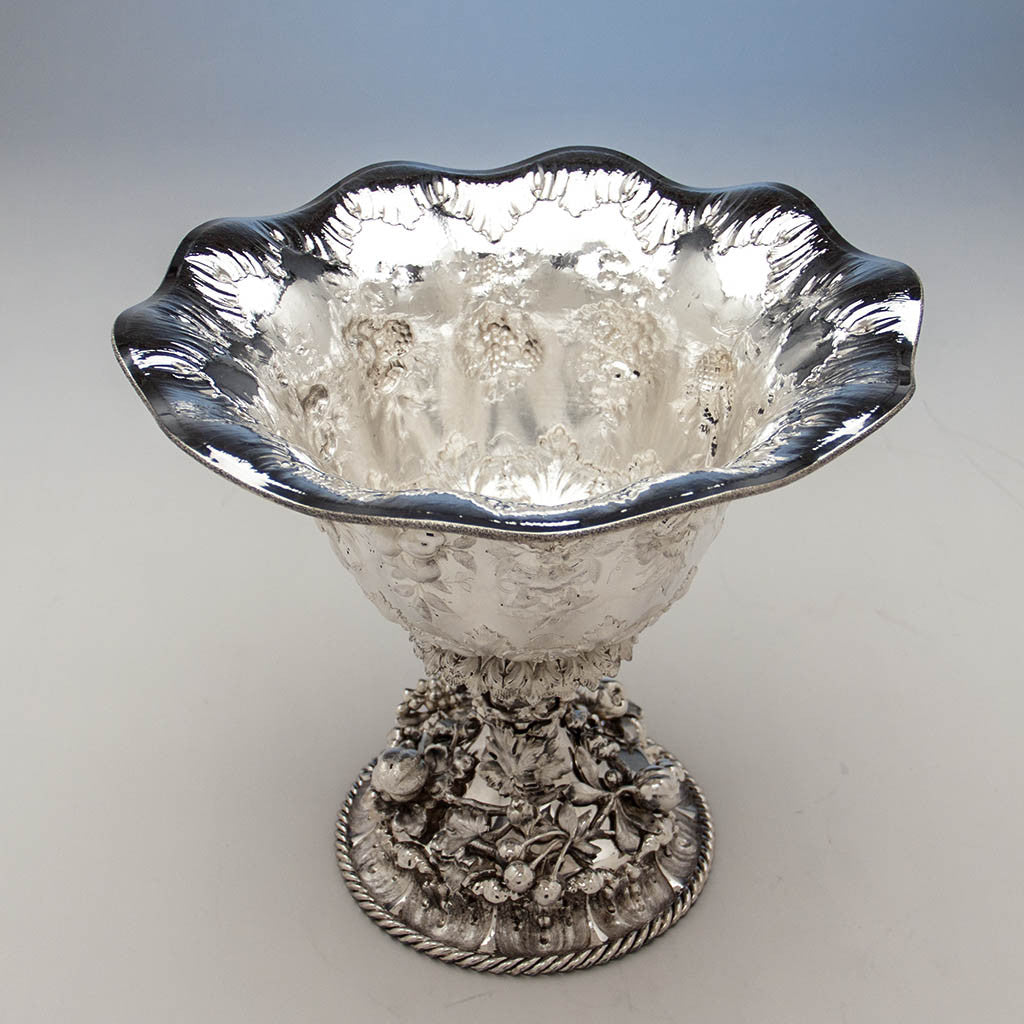 Top of William Forbes for Ball, Black &amp; Co Antique Coin Silver Large Centerpiece/ Punch Bowl, New York City, 1852-62