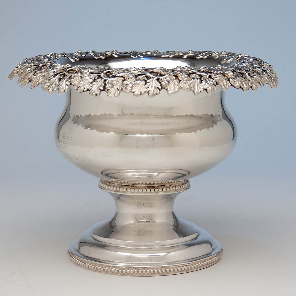 Thibault & Brothers Antique Coin Silver Presentation Centerpiece or Punch Bowl, Philadelphia, 1828