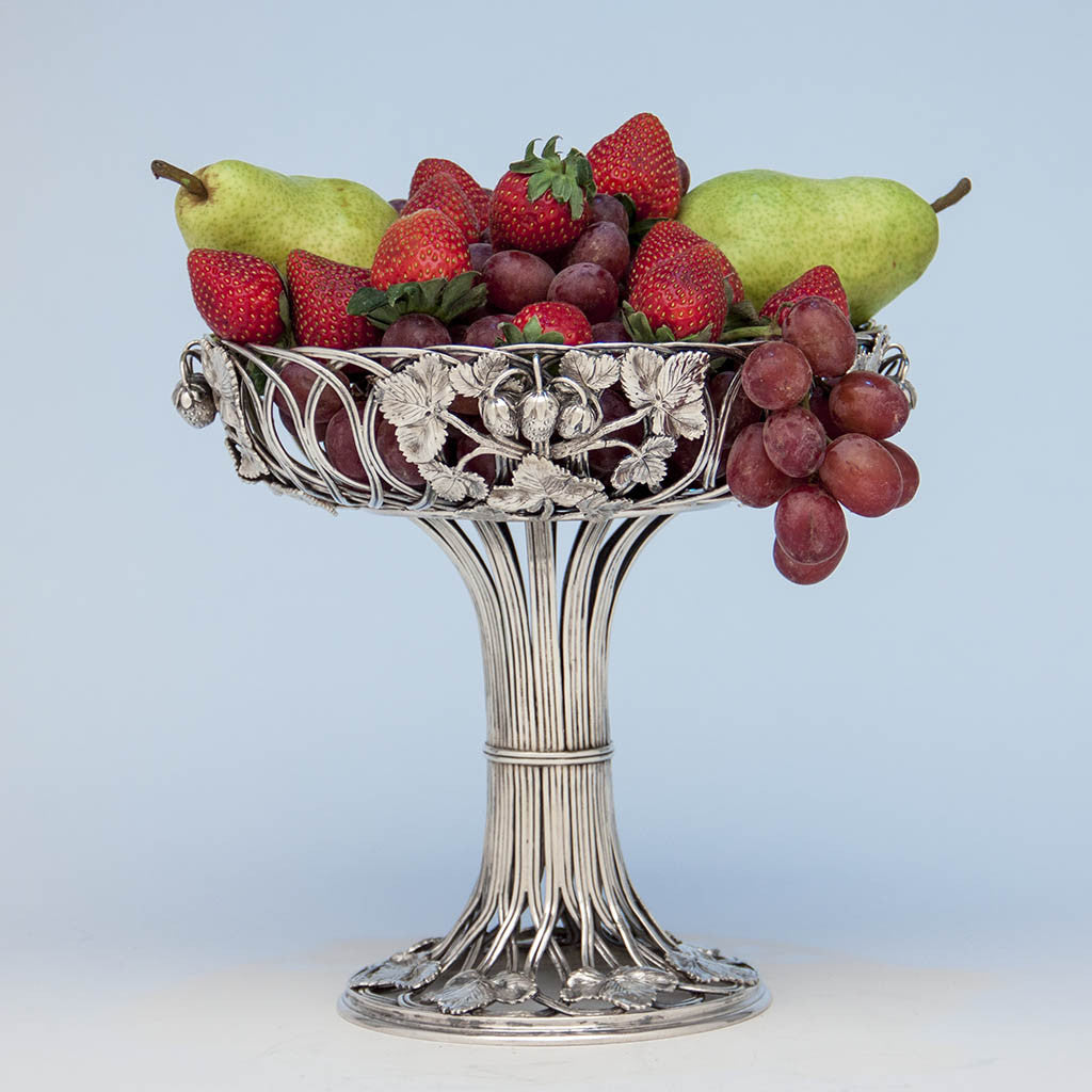 Eoff & Shepard for Ball, Black & Co. Antique Coin Silver Wirework Centerpiece Fruit Bowl, New York City, 1852-60