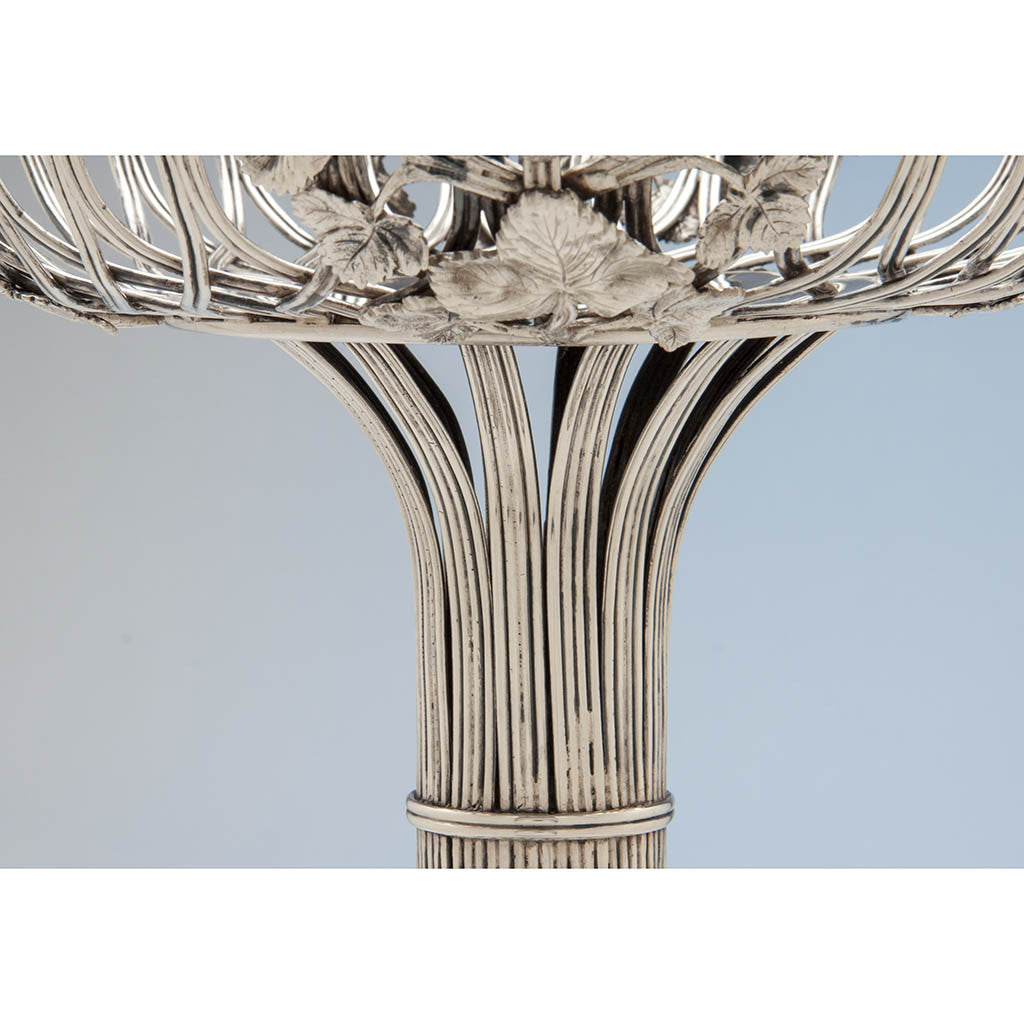 Neck of Eoff &amp; Shepard for Ball, Black &amp; Co. Antique Coin Silver Wirework Centerpiece Fruit Bowl, New York City, 1852-60