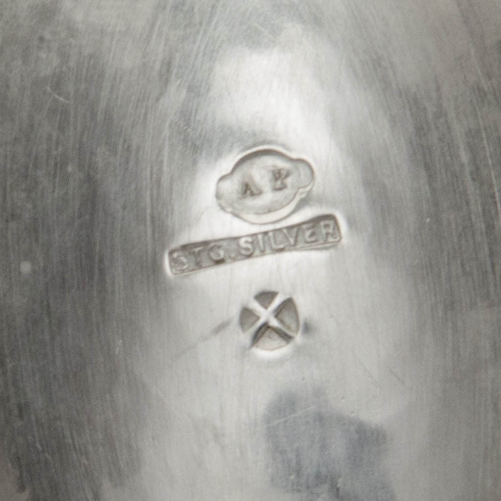 Marks on Alan Place Modern Sterling Arts &amp; Crafts Oval Centerpiece Bowl, Amesbury, MA, 1991