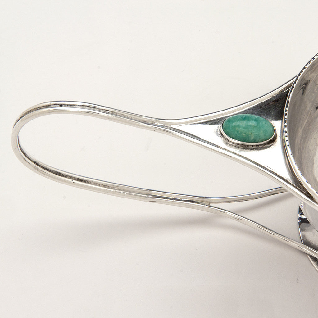 Handle to Shreve, Crump &amp; Low Co Arts &amp; Crafts Sterling Silver and Semi-Precious Stone 2-handled Condiment Dish, Boston, c. 1905