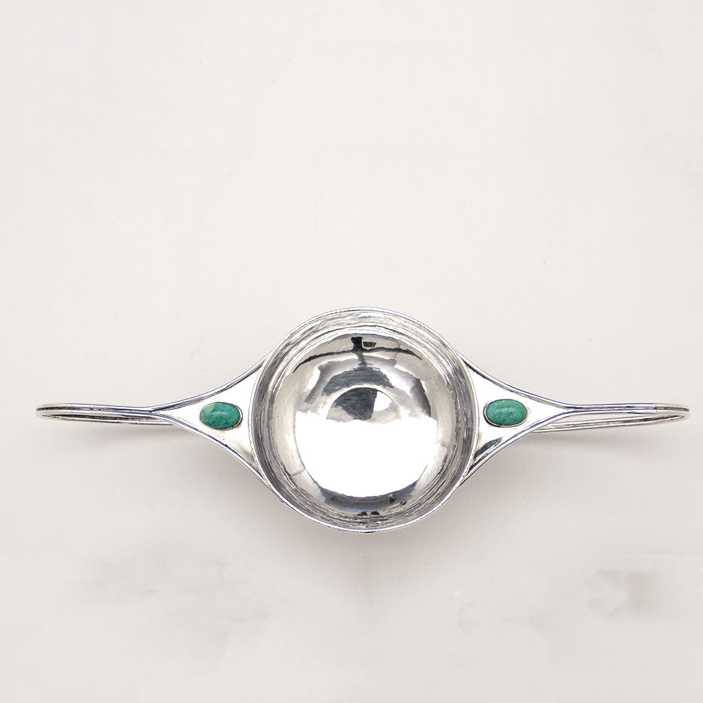 Top of Shreve, Crump &amp; Low Co Arts &amp; Crafts Sterling Silver and Semi-Precious Stone 2-handled Condiment Dish, Boston, c. 1905