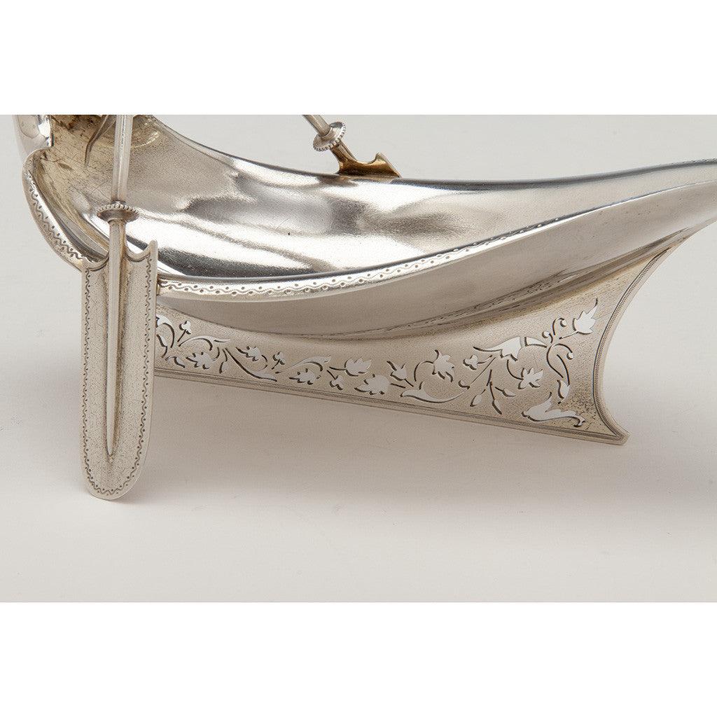 Base of Gorham Antique Sterling Silver Figural Pickle Dish, Providence, RI, 1875, of White House interest