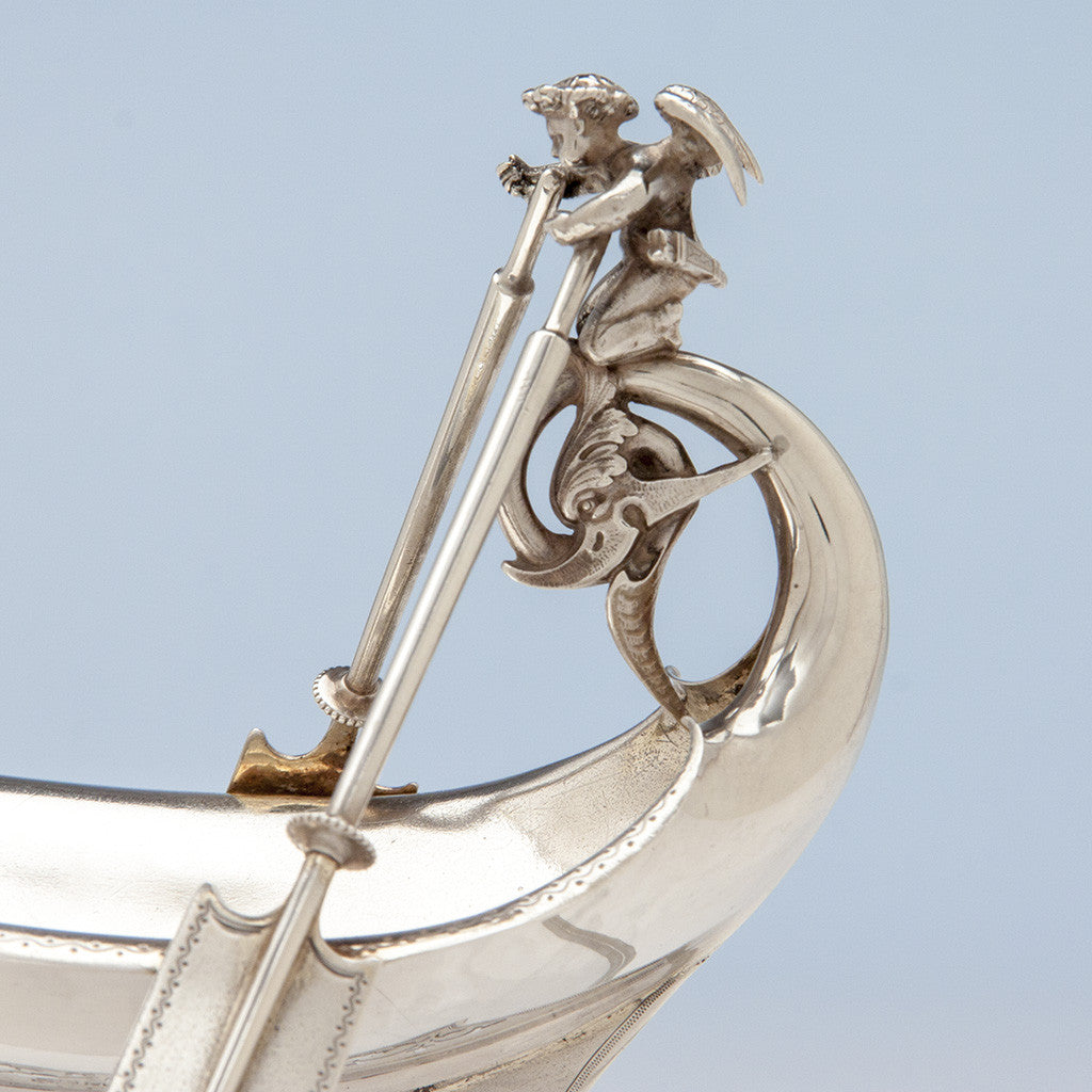 Handle to Gorham Antique Sterling Silver Figural Pickle Dish, Providence, RI, 1875, of White House interest