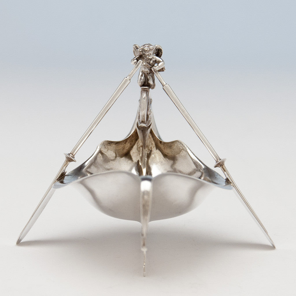Front of Gorham Antique Sterling Silver Figural Pickle Dish, Providence, RI, 1875, of White House interest