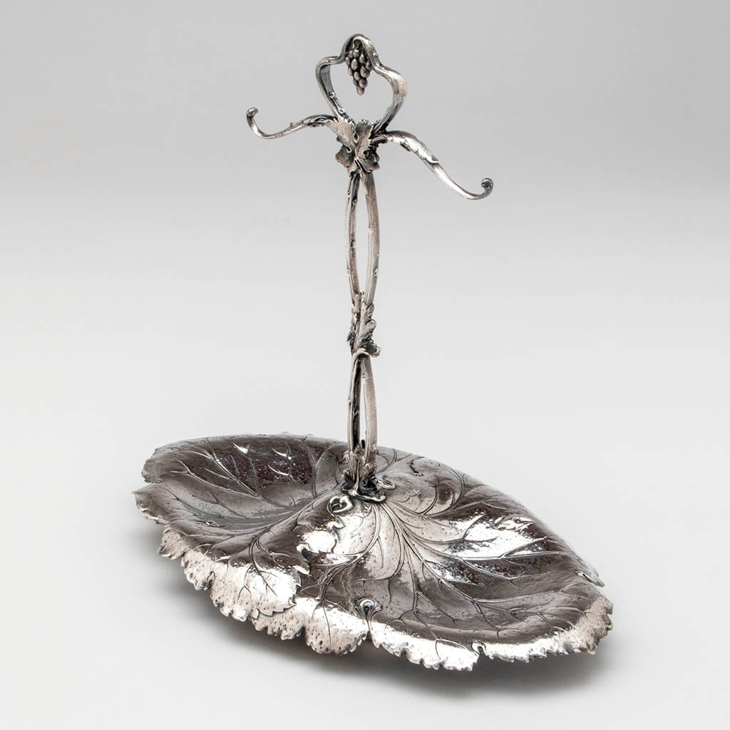 Redlich &amp; Co Antique Sterling Silver Double Grape Dish, NYC, c. 1900