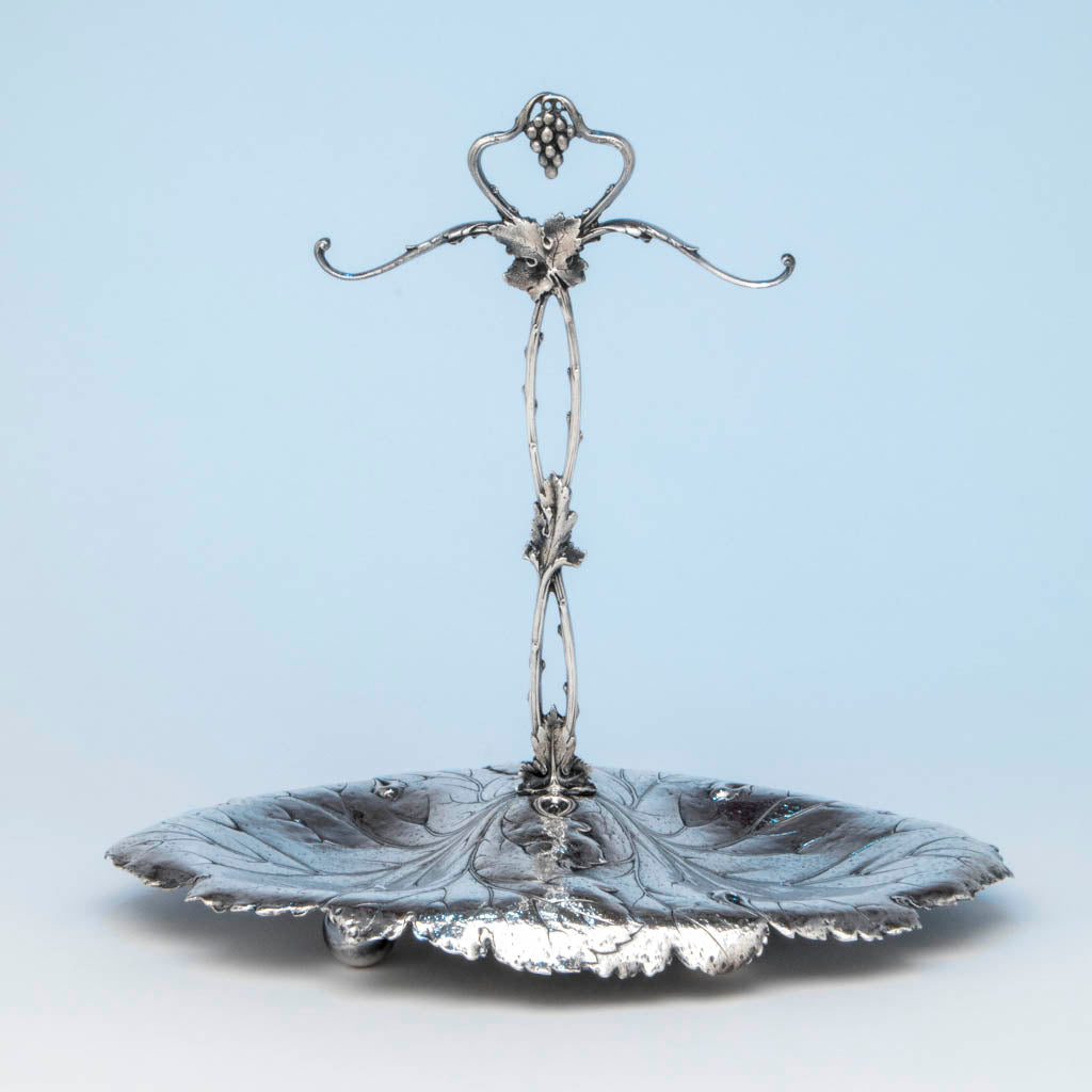 Redlich &amp; Co Antique Sterling Silver Double Grape Dish, NYC, c. 1900