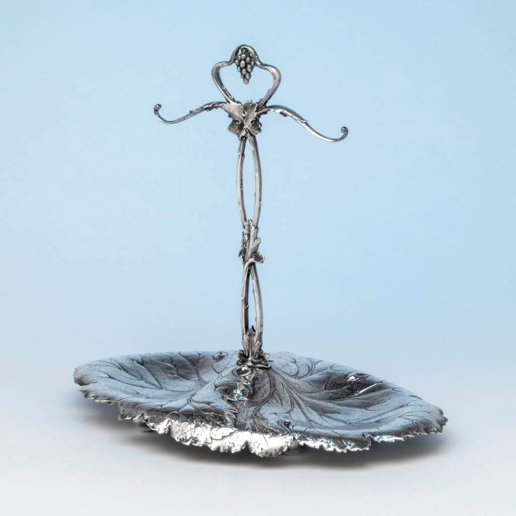 Redlich & Co Antique Sterling Silver Double Grape Dish, NYC, c. 1900