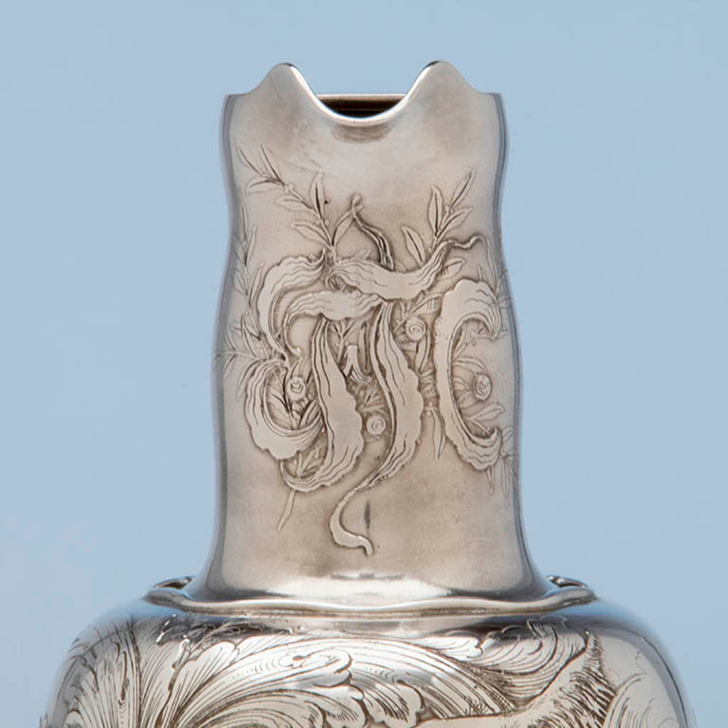 Spout on Whiting Antique Sterling Silver Sporting Trophy Flagon, NYC, 1883