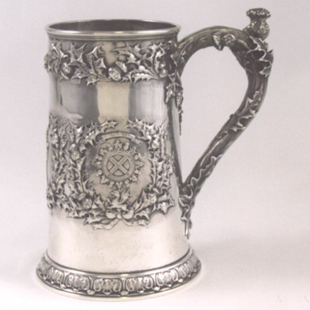 Gorham Special Order Sterling Masonic Presentation Beer Mug c. 1894 from the St. Andrew's Lodge, Boston Presented to William L. Richardson 