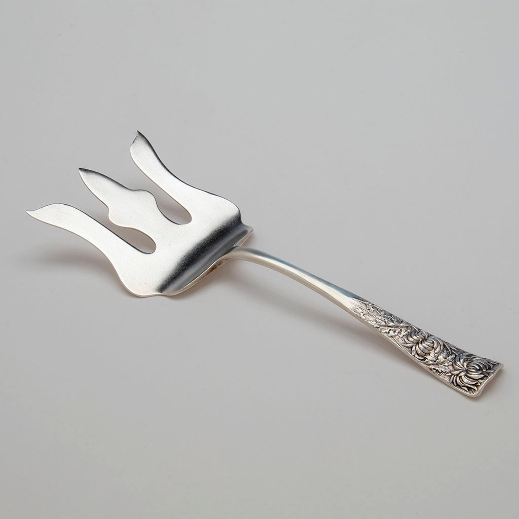 Shiebler 'Chrysanthemum' Sterling Serving (Asparagus?) Fork, NYC, c. 1890