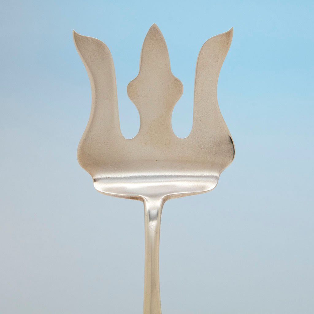 Tines of Shiebler &#39;Chrysanthemum&#39; Sterling Serving (Asparagus?) Fork, NYC, c. 1890