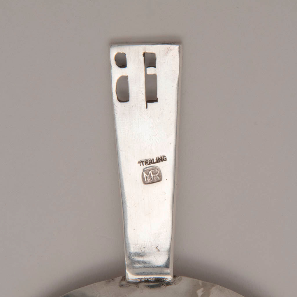 Marks on Maria Regnier Arts and Crafts Sterling Strainer, St Louis, Missouri, c. 1940&#39;s