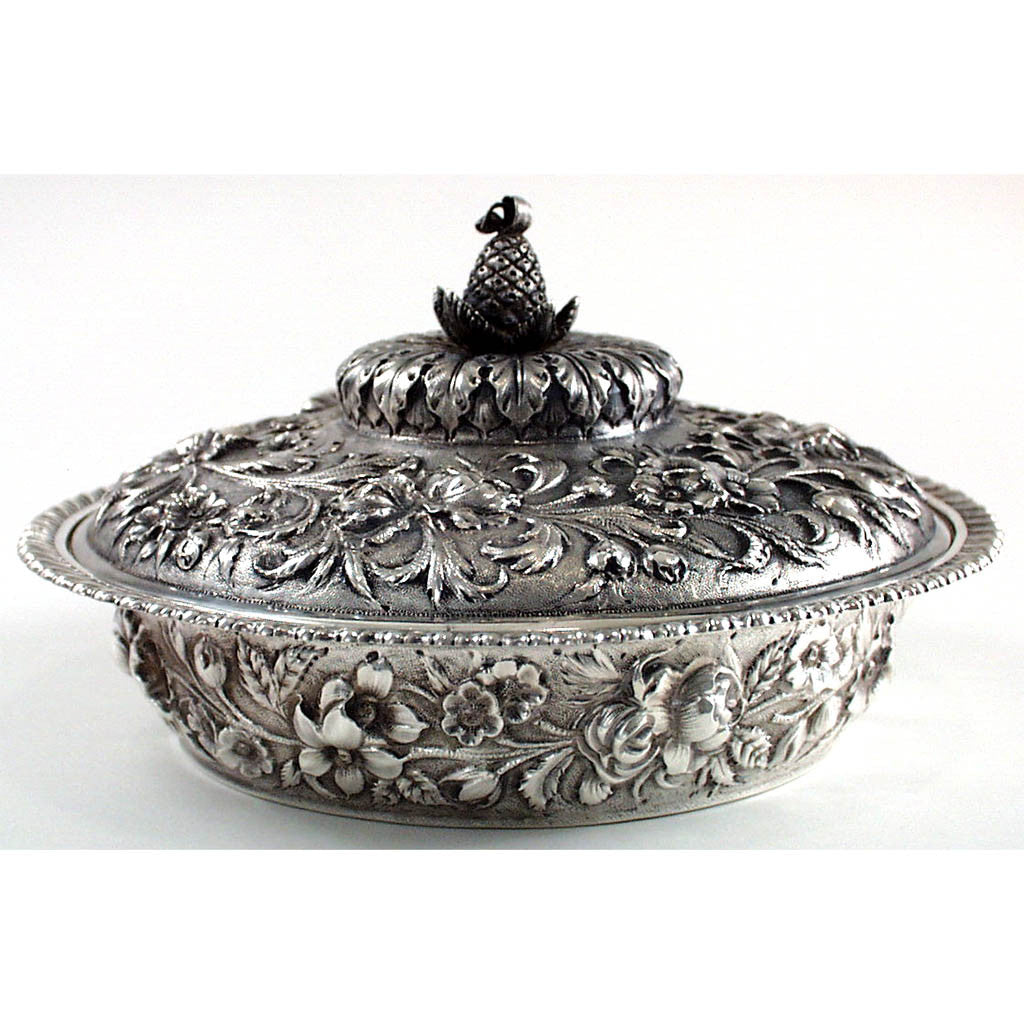 Jacobi &amp; Co Sterling Repousse Entree Serving Dish, Baltimore, MD, c. 1880