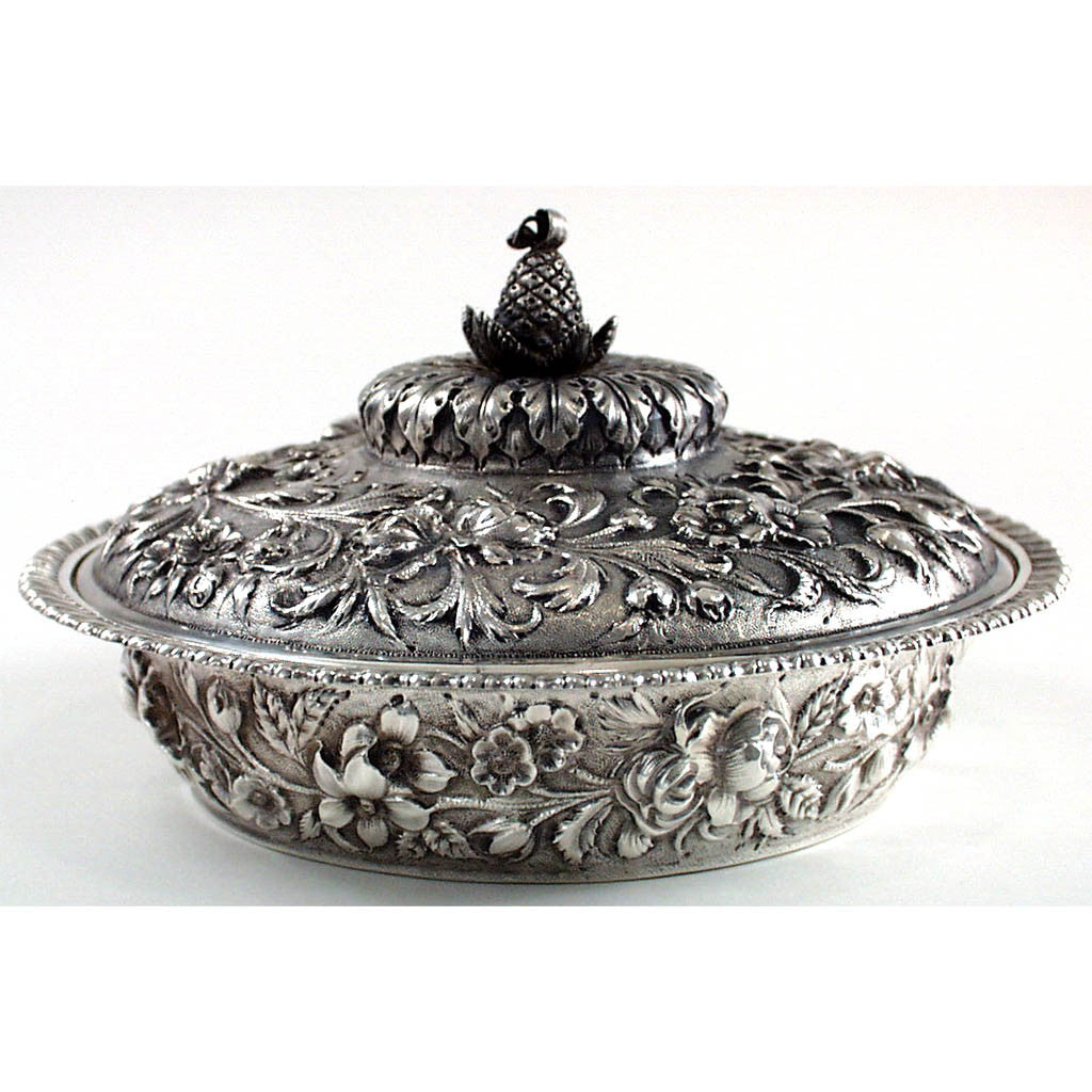 Jacobi & Co Sterling Repousse Entree Serving Dish, Baltimore, MD, c. 1880