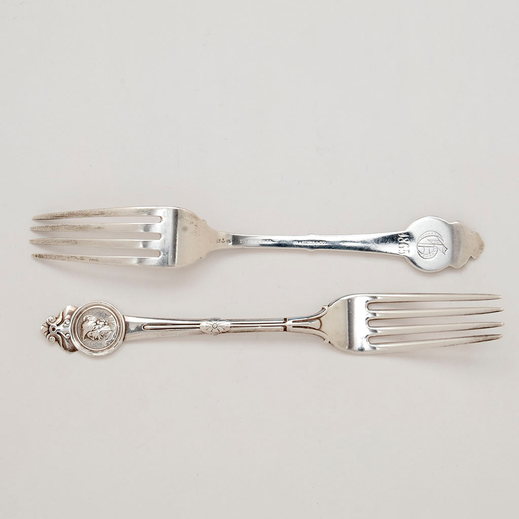 Gorham President Grant Silver Medallion Sterling Dinner Forks, Providence, RI, 1868-77, priced individually