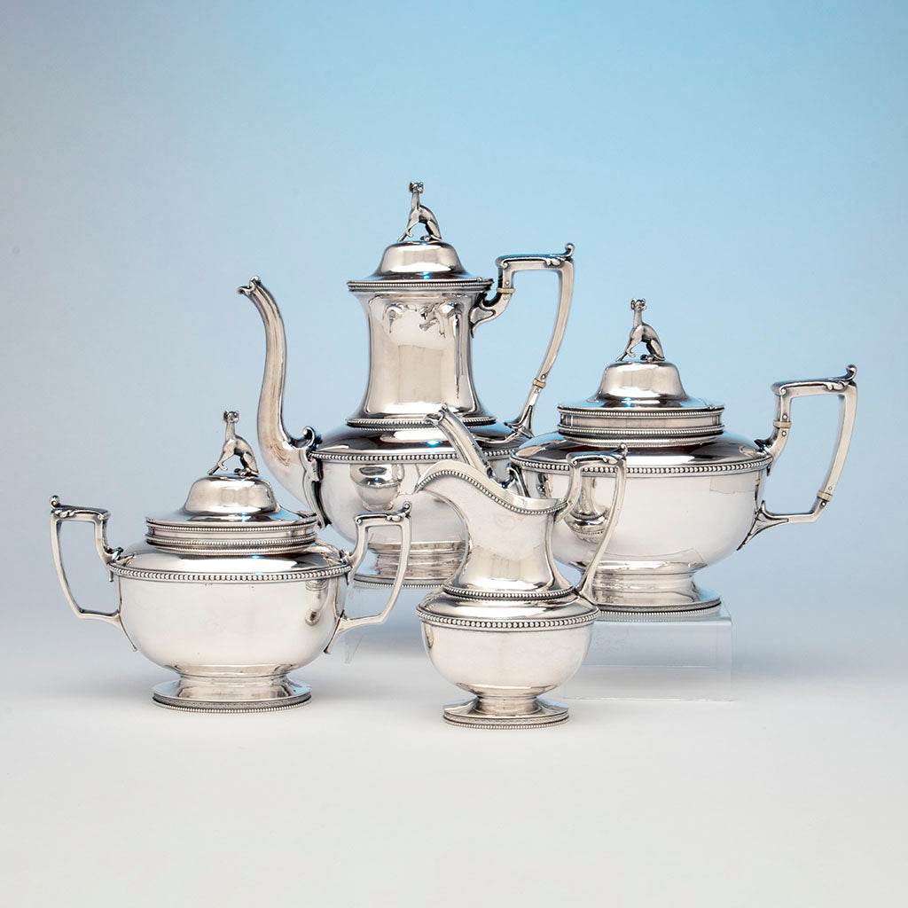 Rogers & Wendt Antique Coin Silver Coffee Set, Boston, c. 1857-60