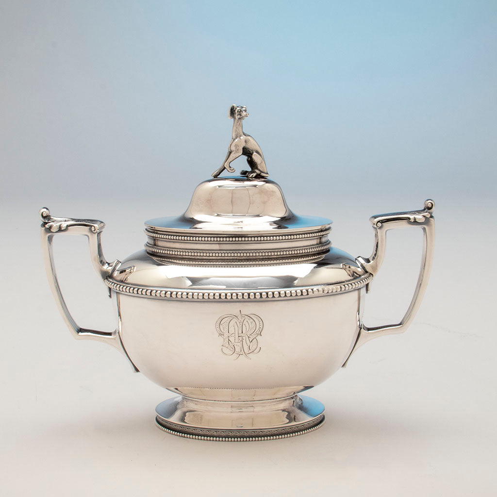Sugar bowl to Rogers &amp; Wendt Antique Coin Silver Coffee Set, Boston, c. 1857-60