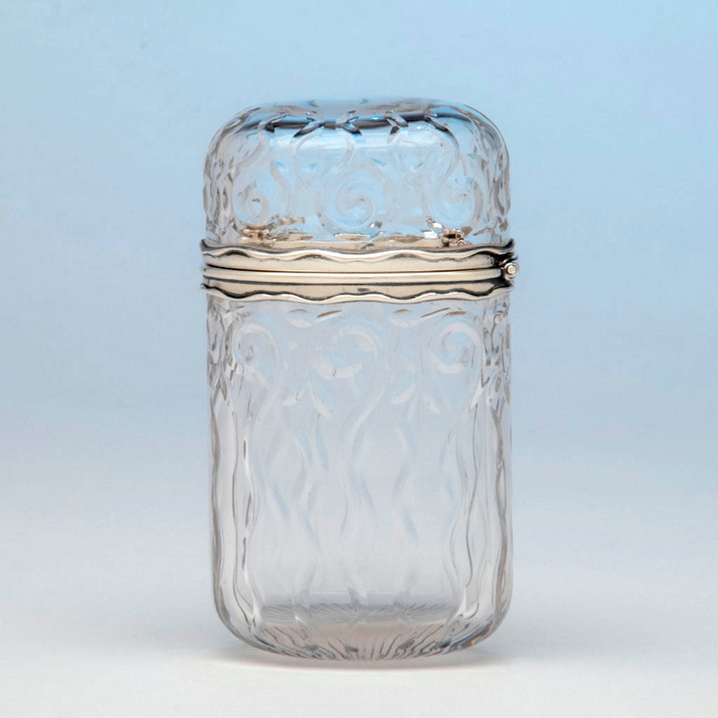 Tiffany & Co. Antique Sterling Silver and Glass Container, NYC, NY, c. -  Spencer Marks Ltd