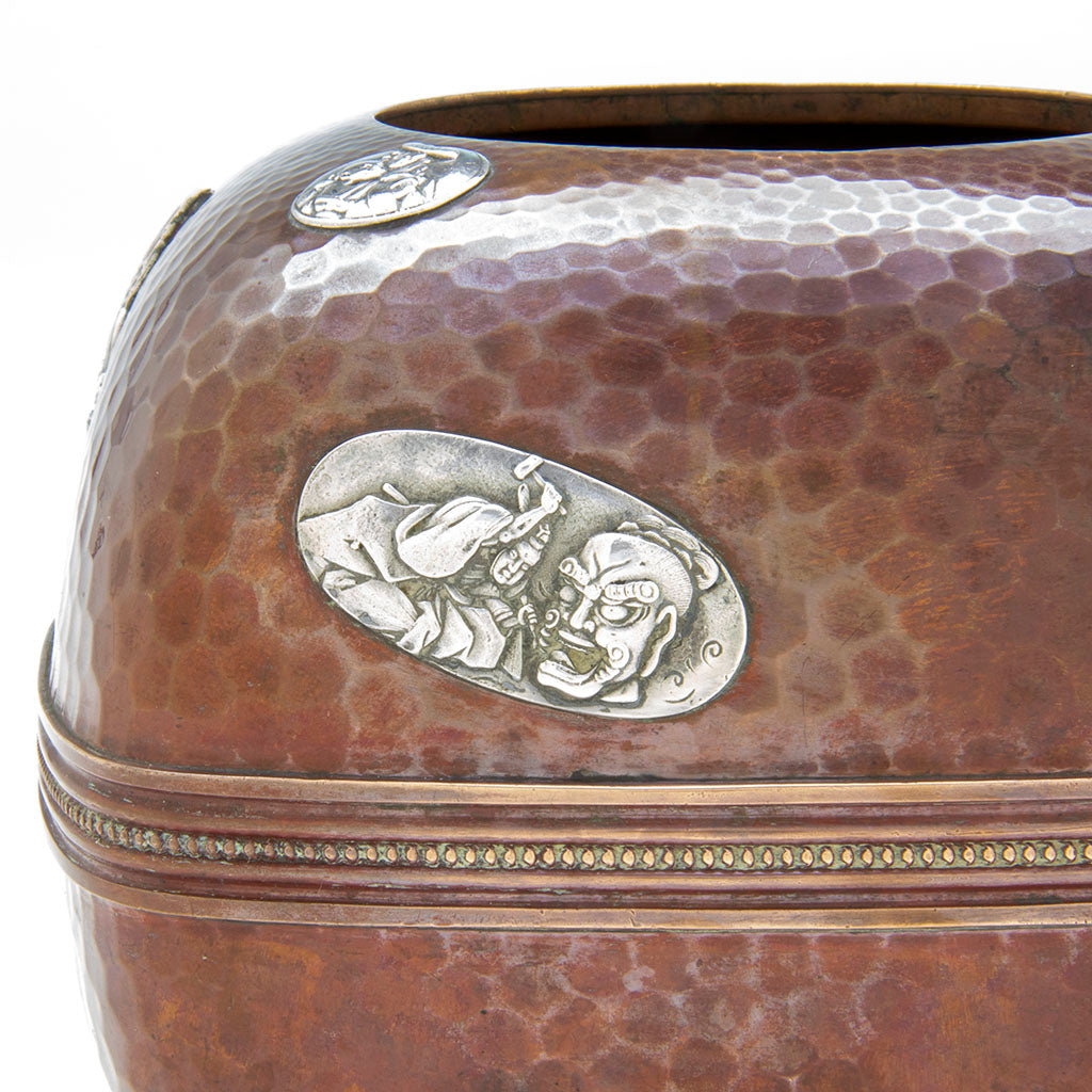 Sculptor on Gorham Antique Mixed Metal Copper and Silver Lamp Base/ Vase, Providence, RI, 1883