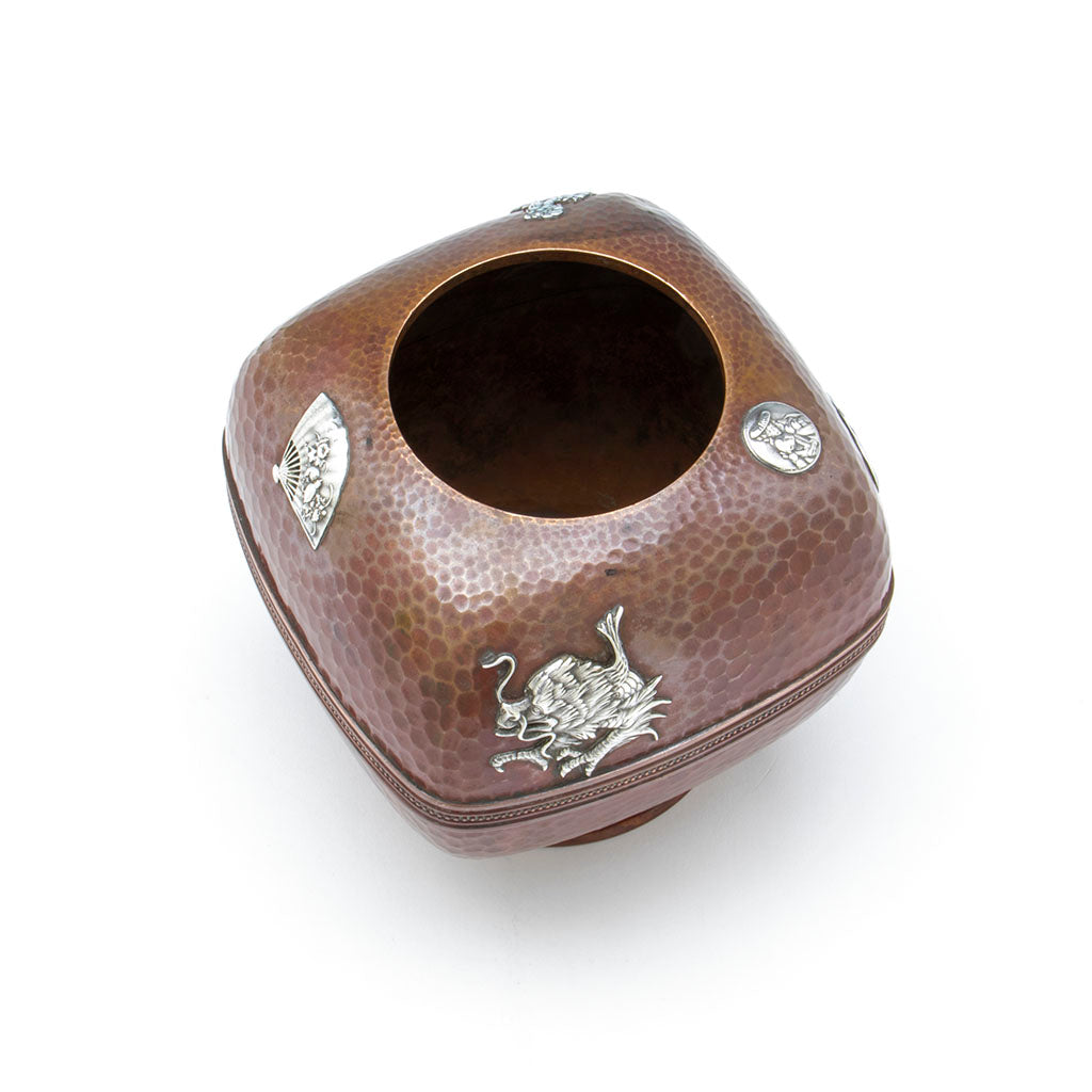 Top view of Gorham Antique Mixed Metal Copper and Silver Lamp Base/ Vase, Providence, RI, 1883