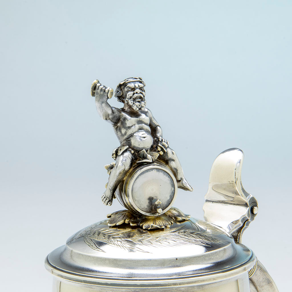 Gorham Antique Sterling Silver Covered Figural Bacchus Ale