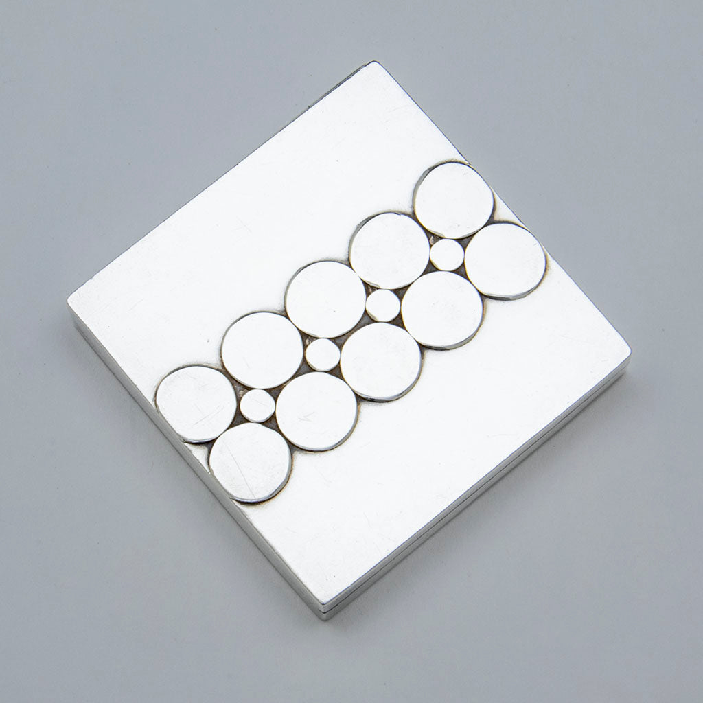 Top view of Maria Regnier Modernist Sterling Compact, St Louis, MO or Savannah, GA  1945-63